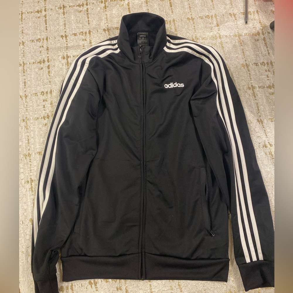 adidas Black Track Jacket with White 3-Stripes